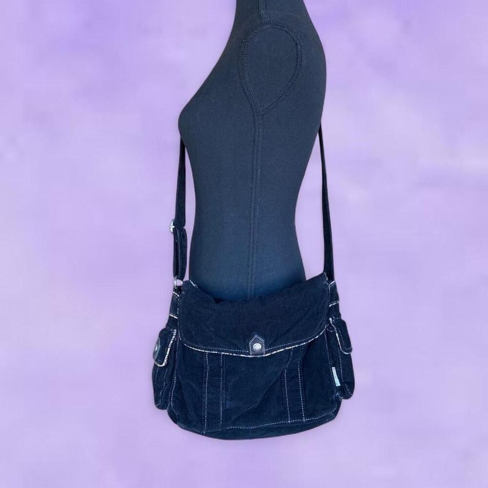 Y2k fossil black corduroy crossbody bag